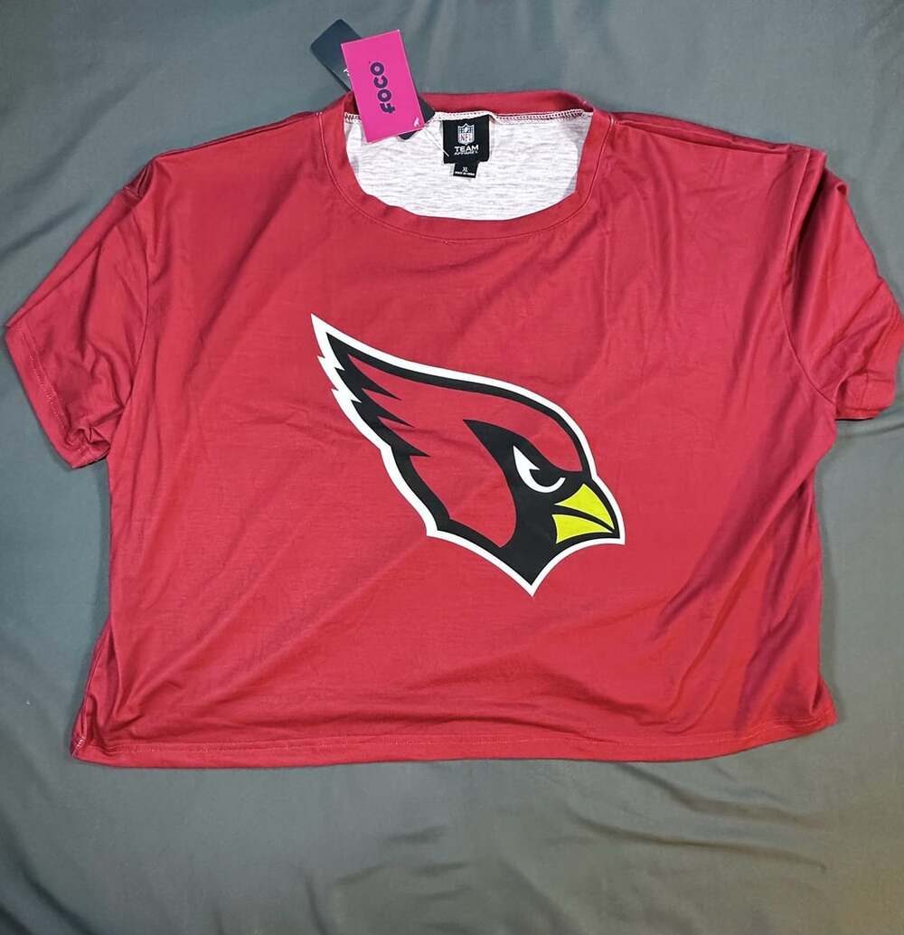 Arizona Cardinals Shirt Womens XL NWT FOCO NFL Crop Top Red Oversized Logo